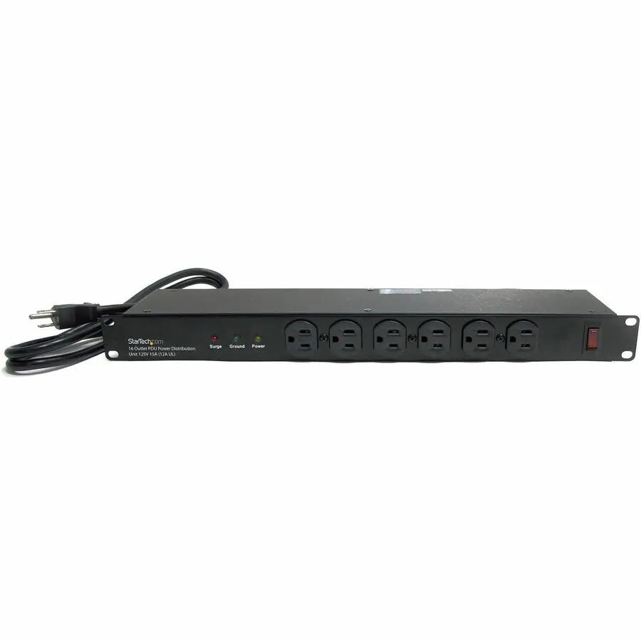 StarTech.com RKPW161915 16-Outlet 120V Rackmount PDU with Surge Protection - 1U Horizontal Power Distribution Unit