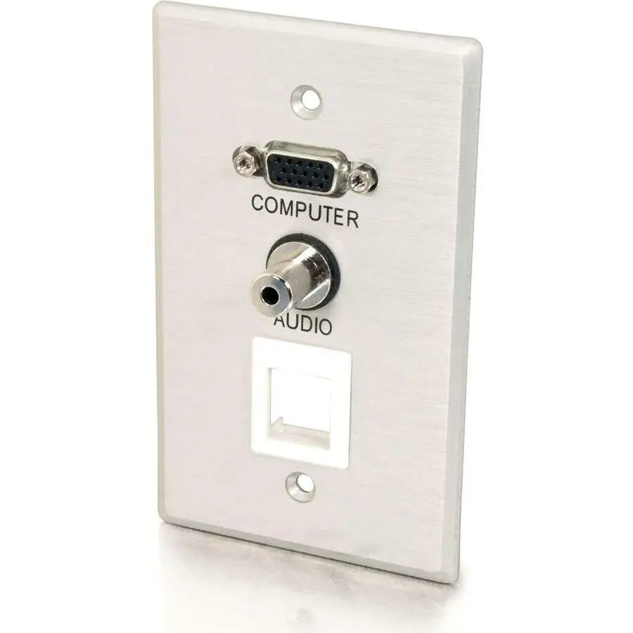 Legrand Group C2G 40572 VGA and 3.5mm Audio Pass-Through Wall Plate with Keystone in Brushed Aluminum