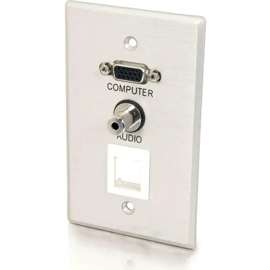 Legrand Group C2G 40572 VGA and 3.5mm Audio Pass-Through Wall Plate with Keystone in Brushed Aluminum by Legrand Group