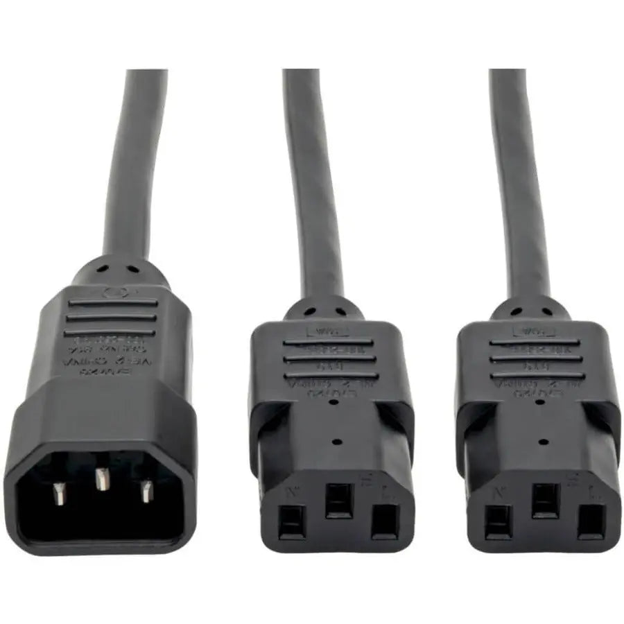 Eaton Tripp Lite Series P004-006-2C13 C14 Male to Dual C13 Female Power Splitter Cord - 6 ft, Black