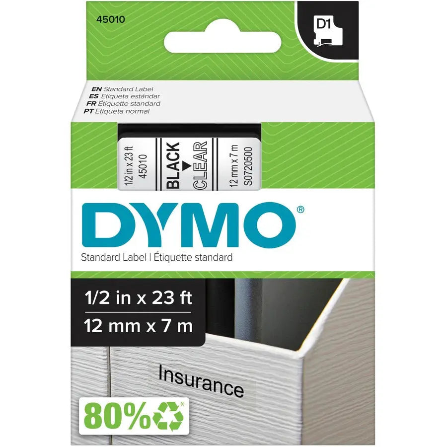 Dymo D1 Electronic Tape Cartridge by Newell Brands - Clear Polyester Labels for LabelManager and LabelWriter Duo