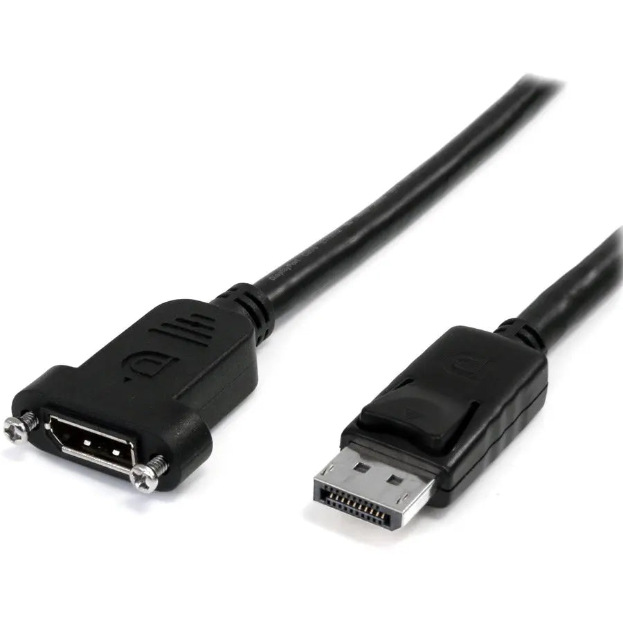 StarTech.com 3 ft Panel Mount DisplayPort Extension Cable DPPNLFM3PW for 4K Monitors and Professional Workstations