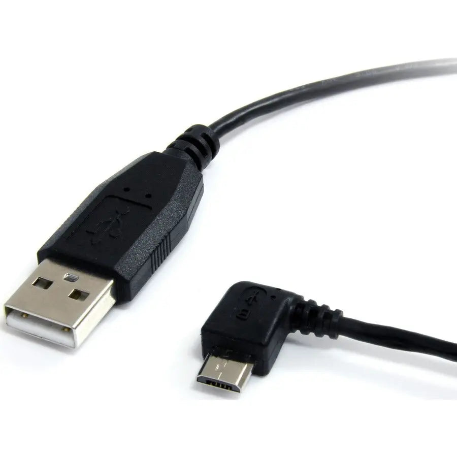 StarTech.com 1 ft Micro USB Cable - A to Left Angle Micro B for Data Transfer and Charging