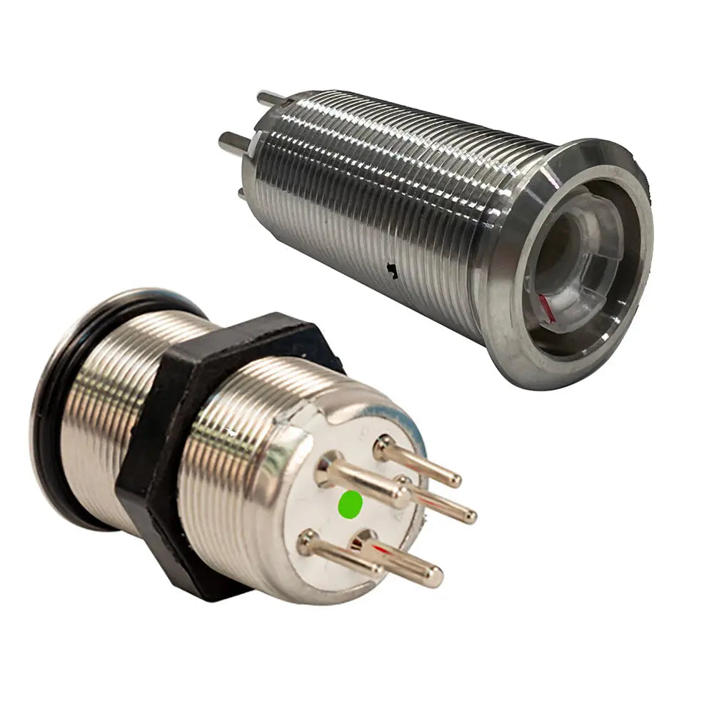 Bluewater 22mm Inrush Push Button Switch with Blue/Red LED - Marine Waterproof Momentary Switch Body Only