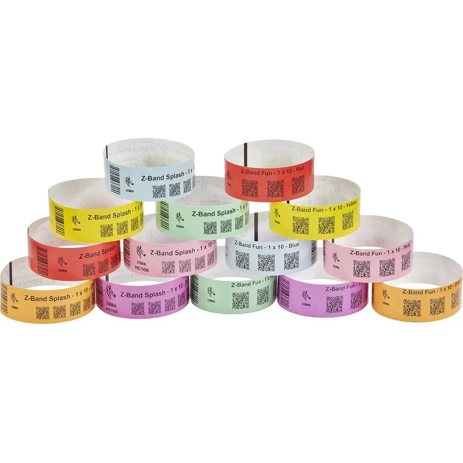 Zebra Z-Band Fun Thermal Wristbands (Part Number 10012712-4) - Green, 1 Inch x 10 Inch, Pack of 4