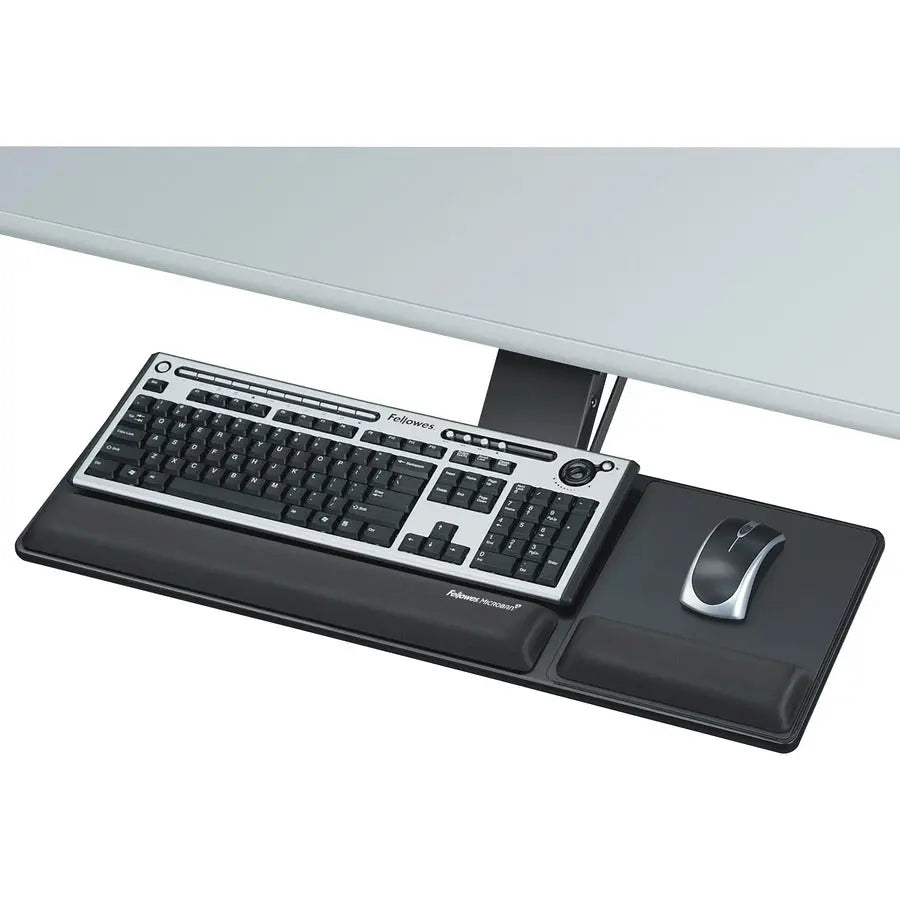 Fellowes Designer Suites Compact Keyboard Tray with Memory Foam Wrist Supports and Adjustable Features