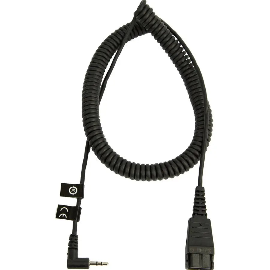 Jabra Quick Disconnect Cable 8800-01-46 – Coiled 6.6 ft Audio Cable with Sub-mini Male Connector
