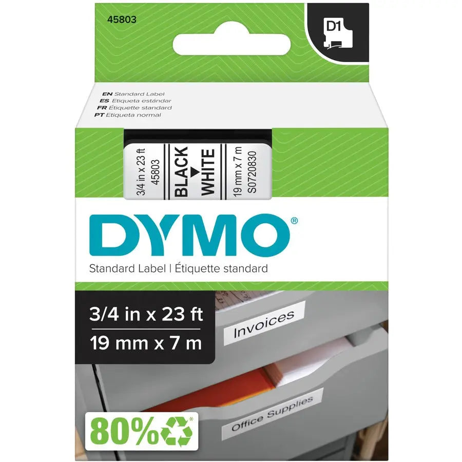 Dymo D1 Electronic Tape Cartridge - Water-Resistant and Sunlight-Resistant White Polyester Tape for LabelManager & LabelPoint Printers