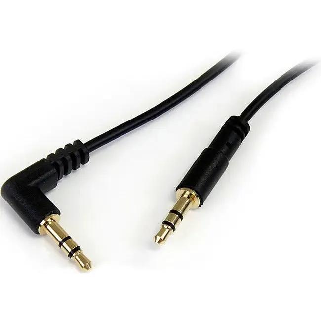 StarTech.com MU1MMSRA 1 ft Slim 3.5mm to Right Angle Stereo Audio Cable - M/M for Portable Devices by StarTech.com
