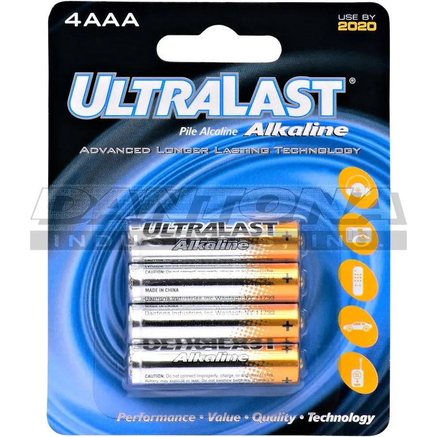 Dantona ULA4AAA Alkaline Zinc/Manganese Dioxide AAA Batteries – Pack of 4