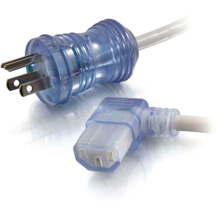 Legrand Group C2G 15ft Hospital Grade Power Cord NEMA 5-15P to IEC320C13, 16 AWG, Gray with Clear Connectors