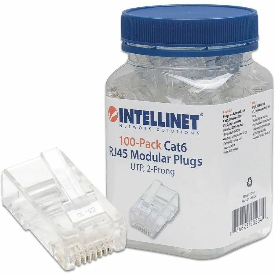 Intellinet IC INTRACOM 502344 Cat6 RJ45 Modular Plugs – 100-Pack for High-Speed Ethernet Connections
