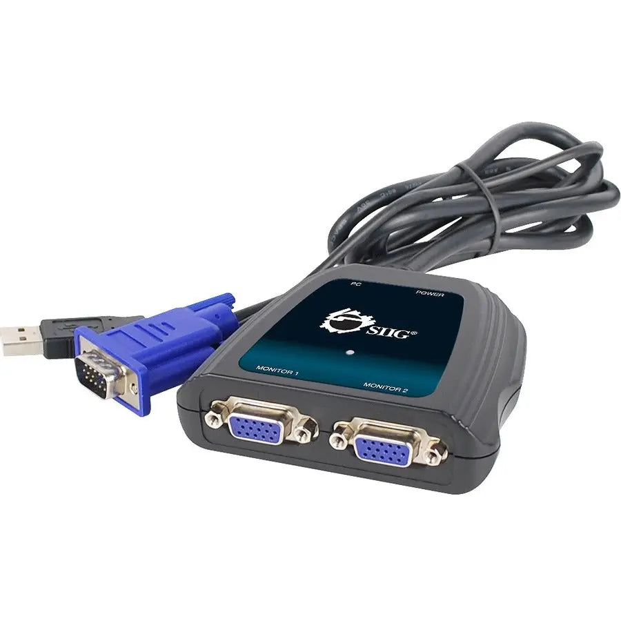SIIG 1x2 Compact VGA Splitter with Seamless Source Switching and 1920 x 1440 Resolution Support