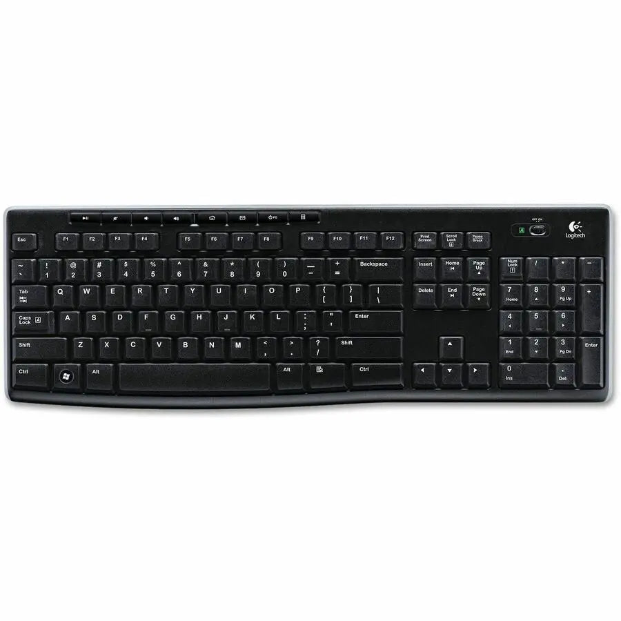 Logitech K270 Wireless Keyboard for Windows – 2.4 GHz, Full-Size, Black with Multimedia Hotkeys