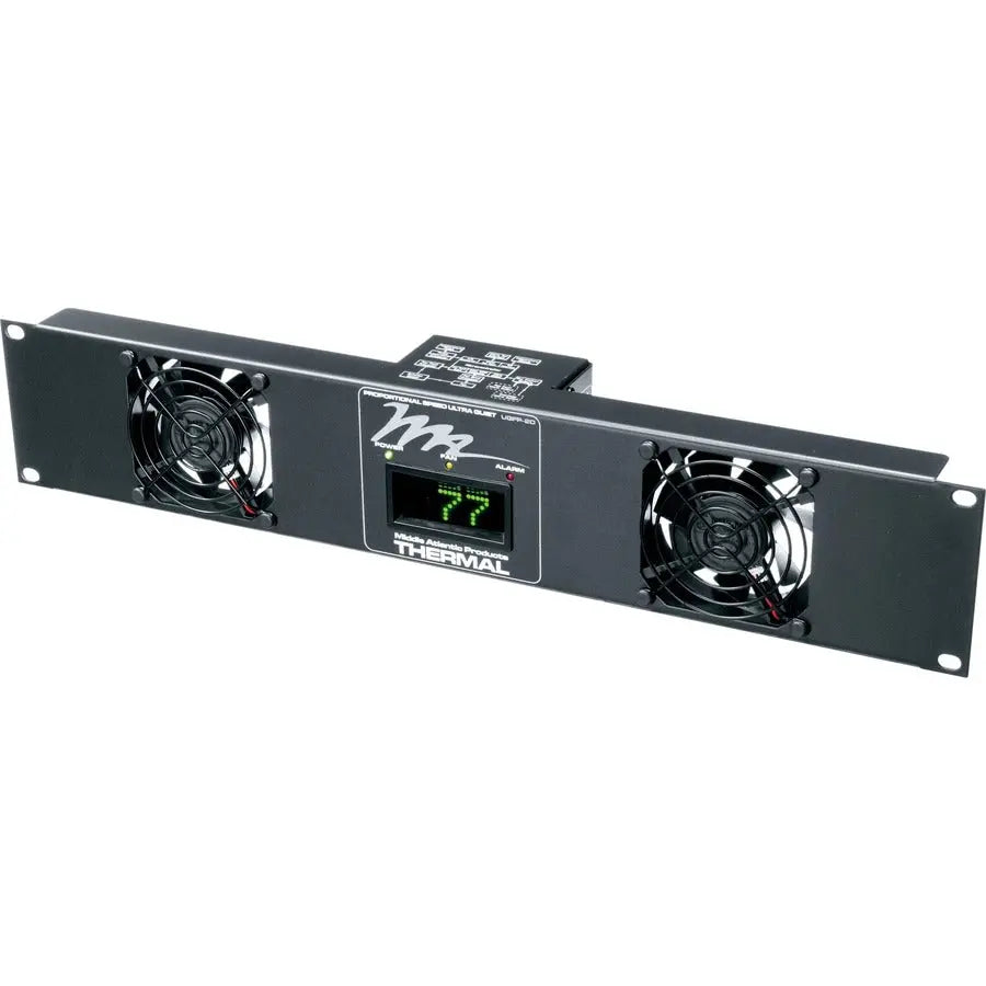 Middle Atlantic UQFP Fan Tray - 8 Fans, 2U Rack Mount, 100 CFM, Brushed Anodized Black