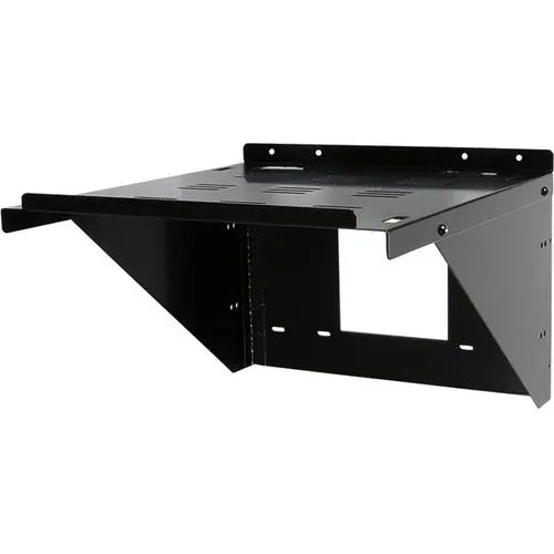 Quam AS11X12 Mounting Shelf - Black, 40 lb Capacity Wall Mount Shelf with Raised Front Lip and Hinged Support Arms