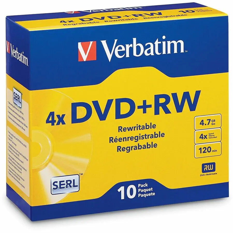 Verbatim DataLifePlus 94839 DVD+RW 4.7GB 4X Rewritable Media - 10 Pack in Slim Jewel Cases