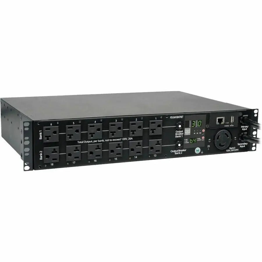 Eaton Corporation Tripp Lite PDUMH30ATNET 2U Switched PDU with Auto Transfer Switch and Remote Monitoring