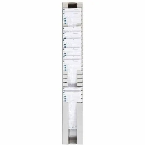Pyramid Time Systems 400-3 Adjustable Time Card Rack with 25 Pockets - Light Gray Plastic Organizer