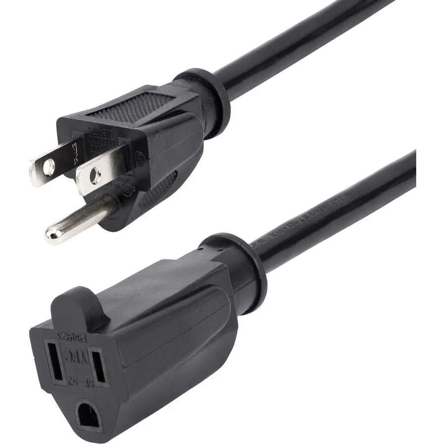 StarTech.com 25 ft Power Extension Cord NEMA 5-15R to NEMA 5-15P - Black Computer Power Extension Cable