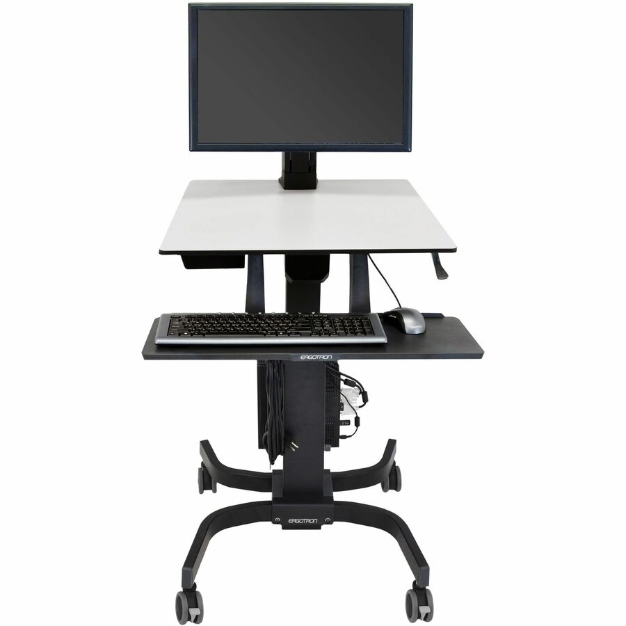 Ergotron WorkFit-C Single HD Sit-Stand Workstation Computer Cart with Adjustable Height and Organization Features