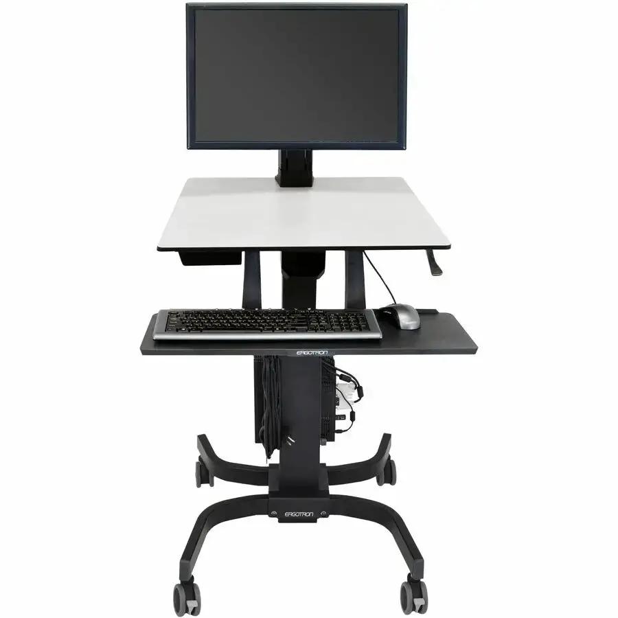 Ergotron WorkFit-C Single HD Sit-Stand Workstation Computer Cart with Adjustable Height and Organization Features