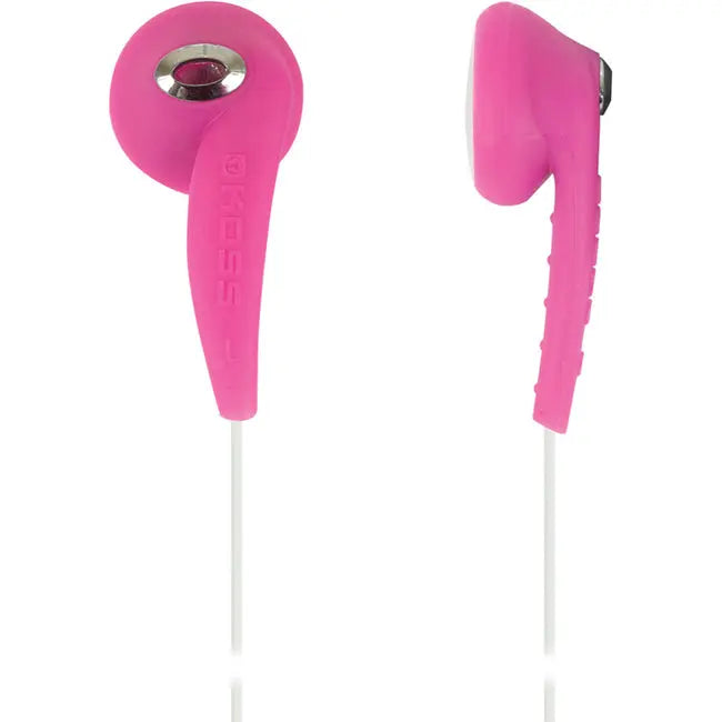 Koss KE10P Pink Stereo Earbuds Slim - Contour Design Soft Rubber Body for Dynamic Music Playback