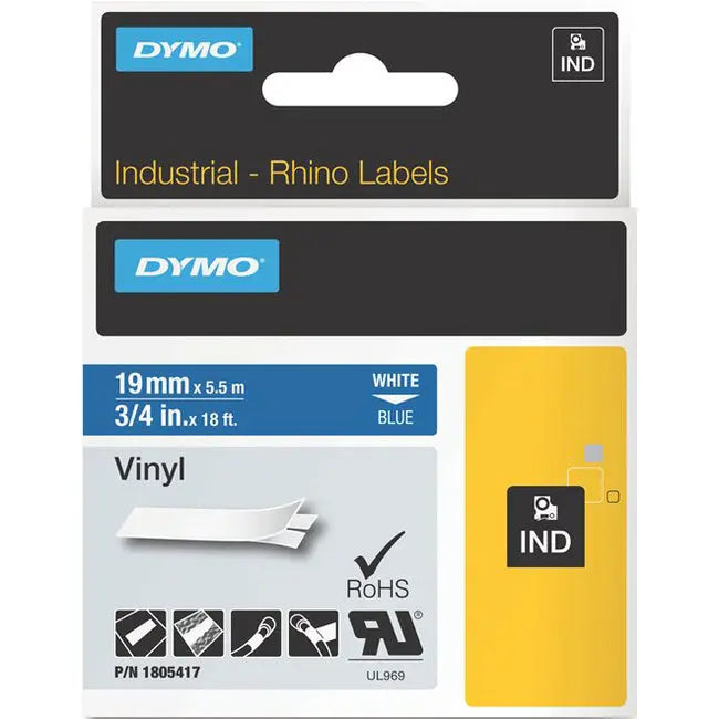 Dymo White on Blue Color Coded Vinyl Label for Rhino Pro Printers