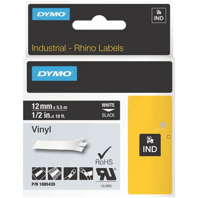 Dymo Black on White ID Label Part Number 1805442 – Durable Polyester Label for Thermal Transfer Printers