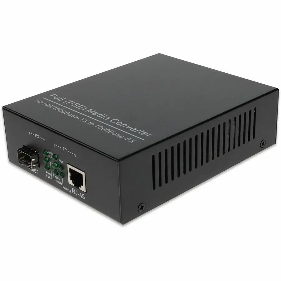 AddOn 10/100/1000Base-TX RJ-45 to Open SFP Port POE+ Media Converter