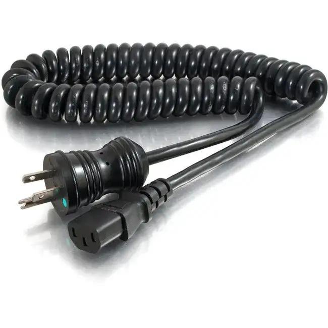 C2G 4ft 18 AWG Coiled Hospital Grade Power Cord (NEMA 5-15P to IEC320C13) - Black by Legrand Group