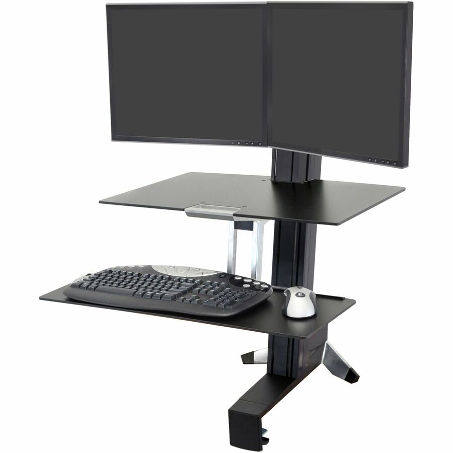Ergotron WorkFit-S Dual Monitor Desk Mount with Worksurface - Black