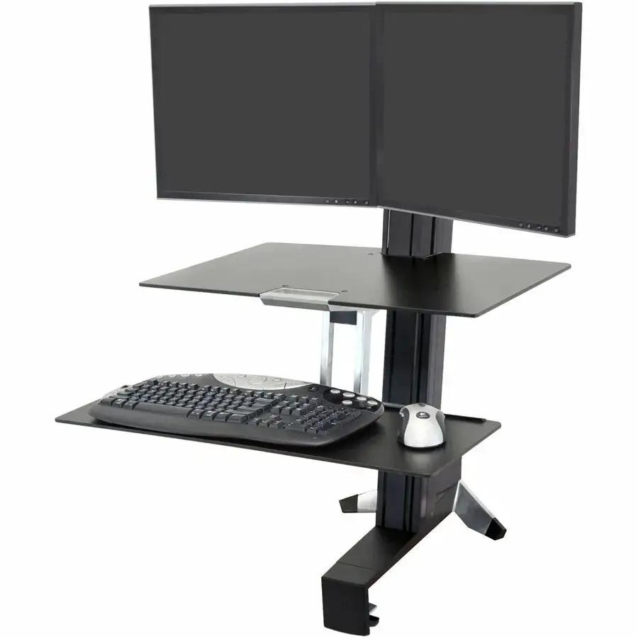 Ergotron WorkFit-S Dual Monitor Desk Mount with Worksurface - Black by Ergotron, Inc