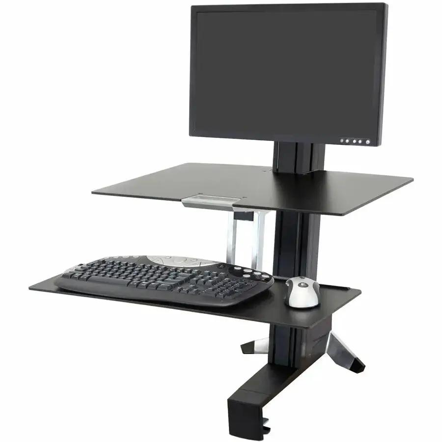 Ergotron WorkFit-S Desk Mount for Monitor, Display, Keyboard, and Mouse - Black by Ergotron, Inc
