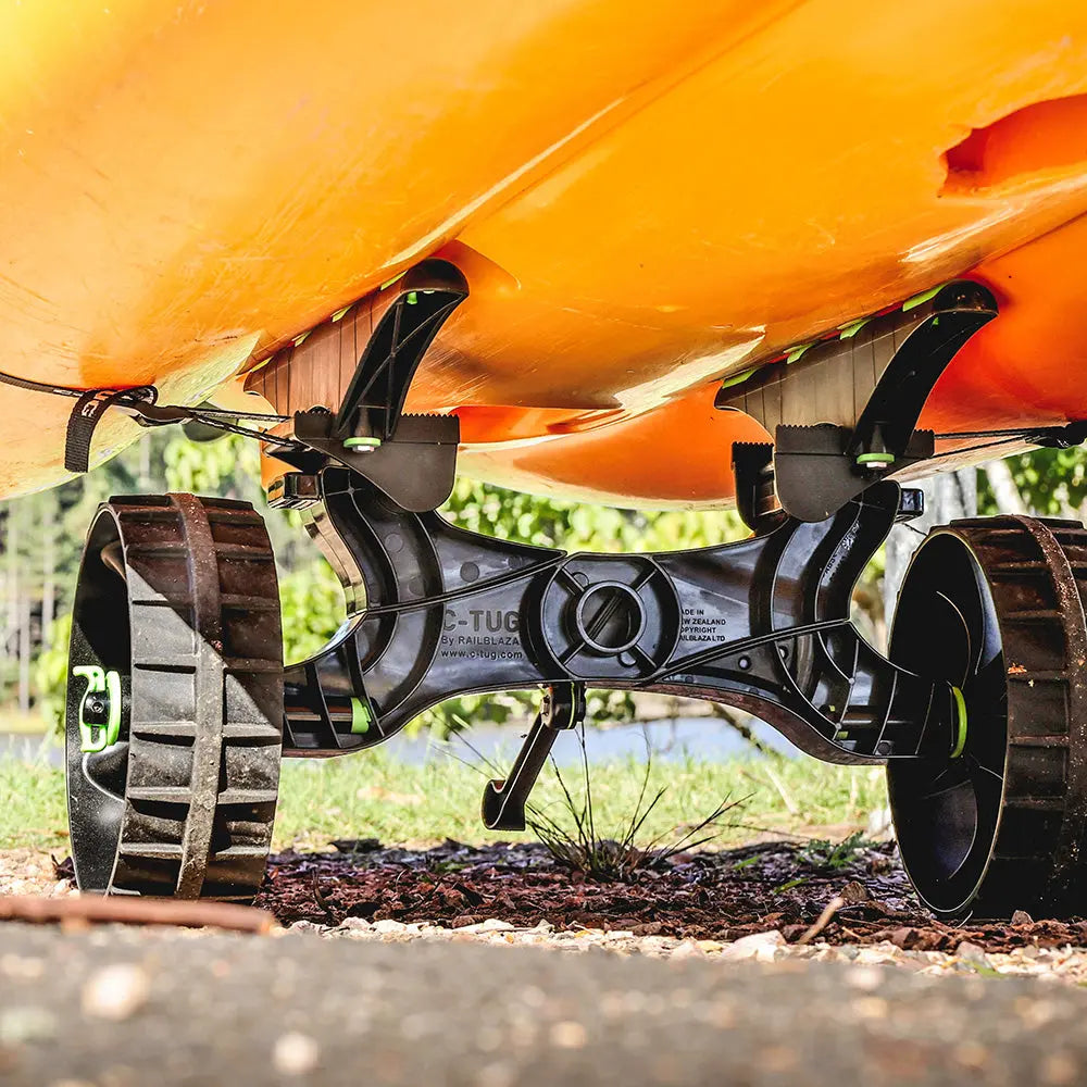 RAILBLAZA C-Tug R Kayak Cart with Kiwi Puncture-Free Wheels and Adjustable Hull Rails