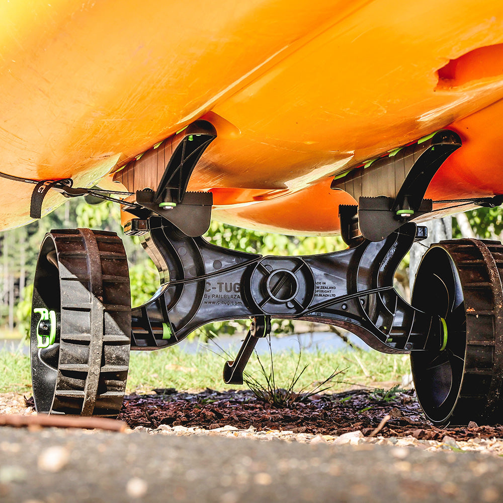RAILBLAZA C-Tug R Kayak Cart with Kiwi Puncture-Free Wheels and Adjustable Hull Rails