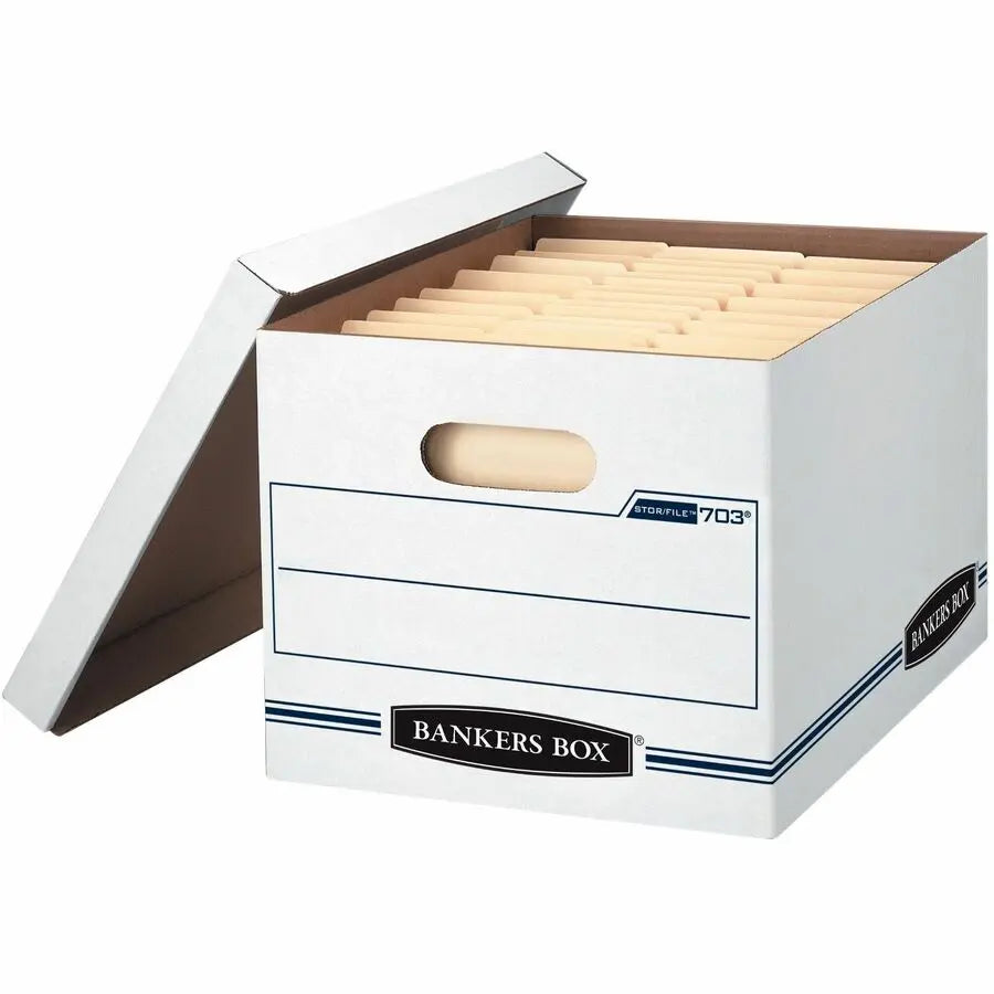 Bankers Box STOR/FILE Basic Duty Storage Boxes with Lids – 10-Pack, Blue, for Letter & Legal Files