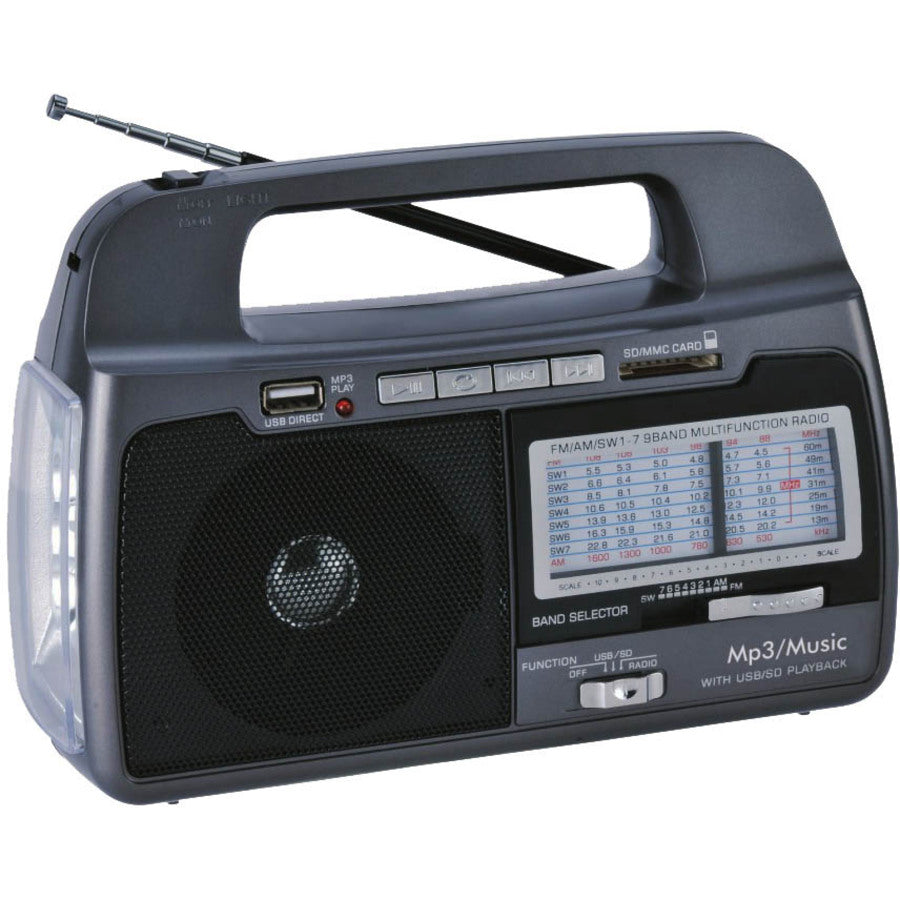 Supersonic SC-1082 9 Band AM/FM/SW1-7 Portable Radio with Digital Tuner