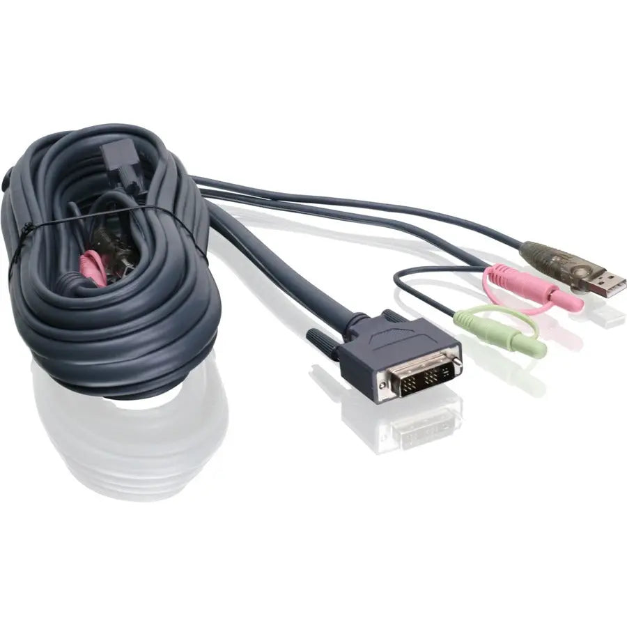IOGEAR G2L7D03UI 10ft Single Link DVI-I USB KVM Cable with Audio Support