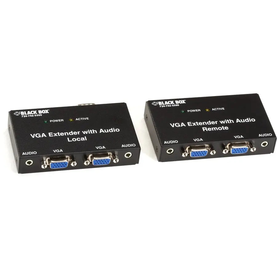 Black Box VGA Extender Kit with Audio – 2-Port Local and Remote, Supports Up to 500 Feet