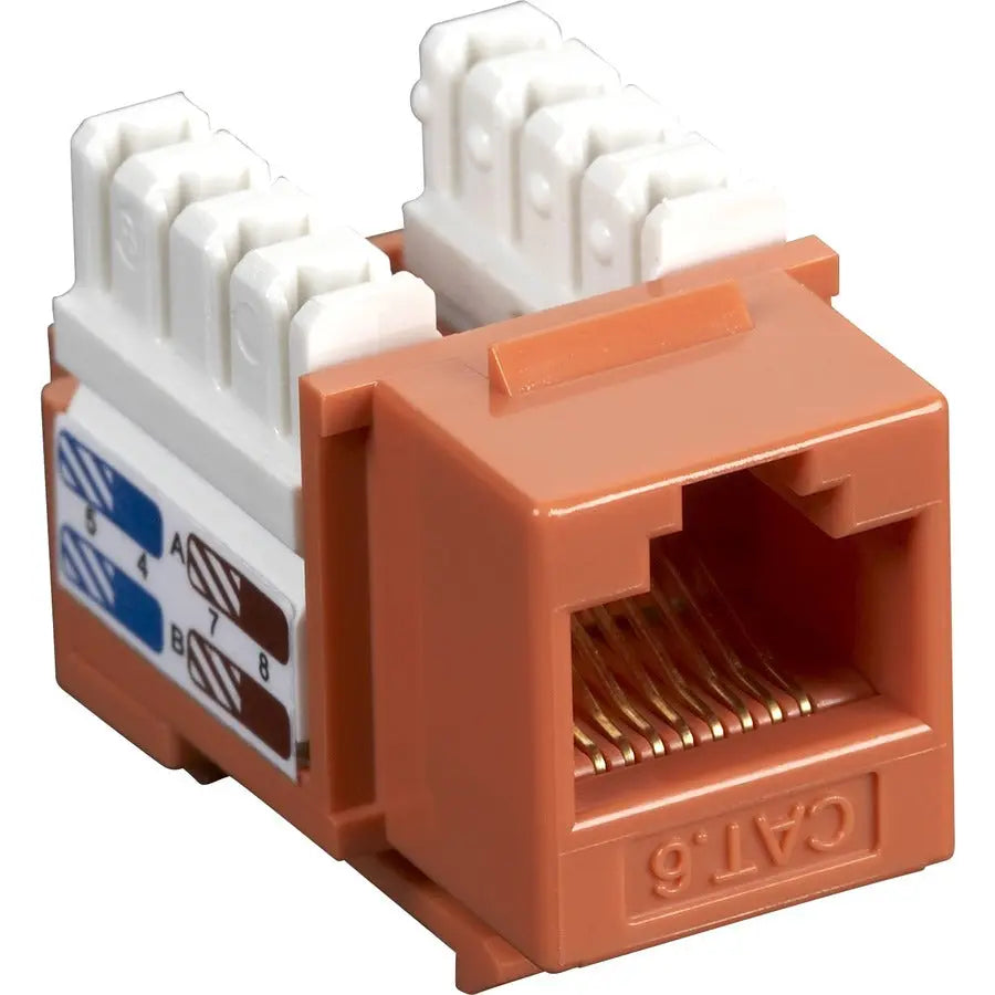 Black Box CAT6 Value Line Keystone Jack, Orange - ETL Verified Network Connector with Gold Contacts