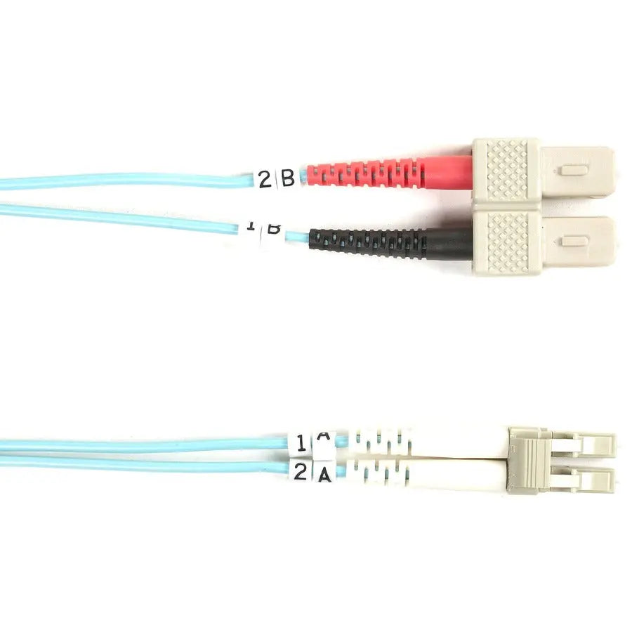 Black Box Corporation FO10G-005M-SCLC Fiber Optic Duplex Patch Network Cable - 10 Gbps OM3 Multimode, Aqua, 5 Meters