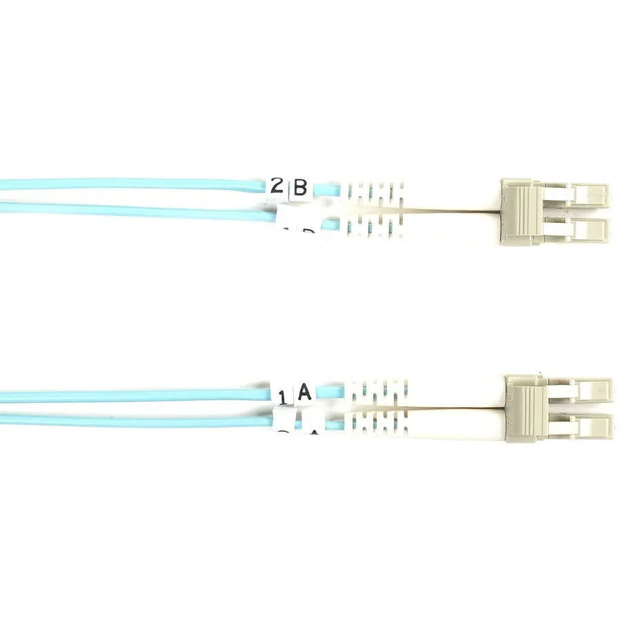 Black Box FO10G-010M-LCLC Aqua OM3 50/125 Multimode Duplex Fiber Optic Cable, 10 Gbps Support