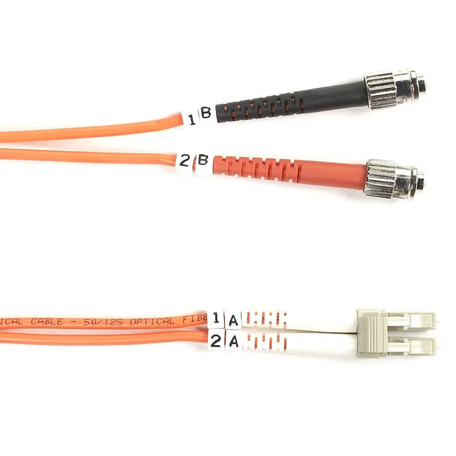 Black Box Fiber Optic Duplex Patch Network Cable FO50-003M-STLC - High-Speed OM2 50/125 Multimode Ethernet Cable with LC and ST Connectors