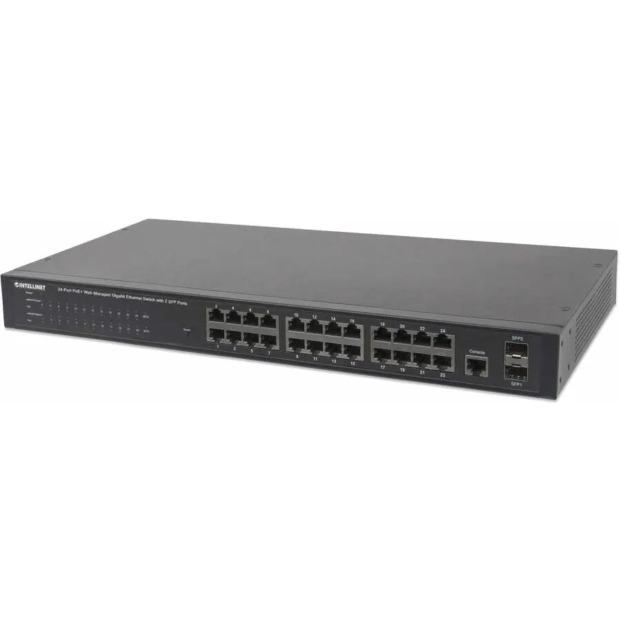 IC INTRACOM 24-Port Gigabit Ethernet PoE+ Web-Managed Switch with 2 SFP Ports (Model 560559)