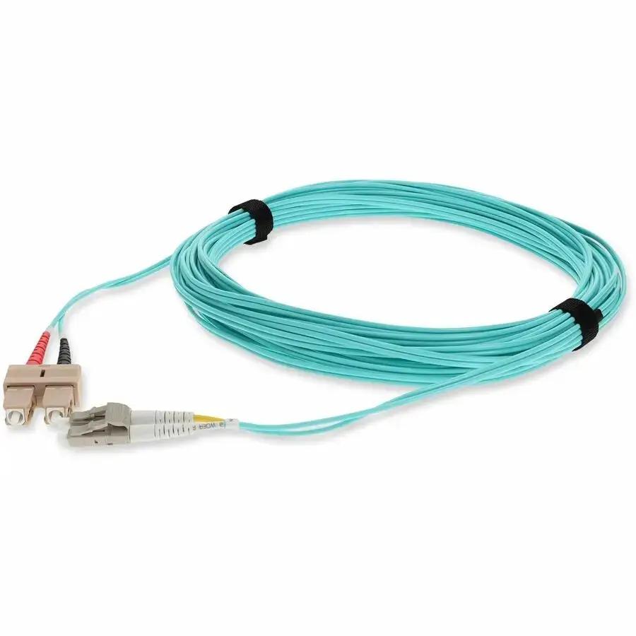 AddOn 2m LC (Male) to SC (Male) Aqua OM3 Duplex Fiber Patch Cable – Riser-Rated, High-Bandwidth Optical Fiber Cable by AddOn