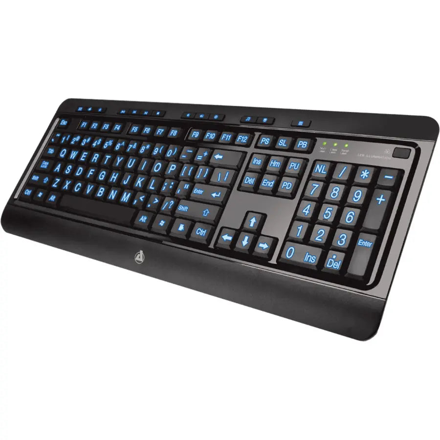 AziO KB505U Large Print 3-Color Backlit Keyboard for PC and Industrial Use