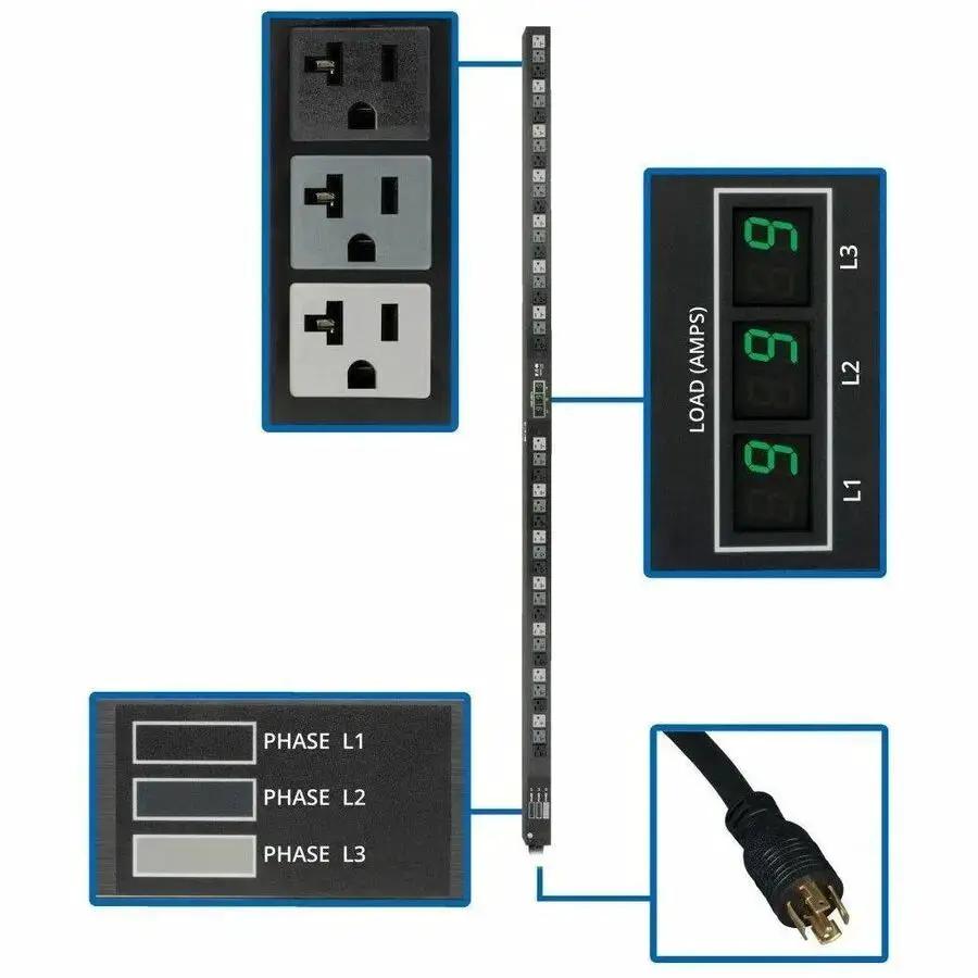 Eaton Tripp Lite Series 3-Phase Metered PDU with 42 NEMA Outlets, 120V & 208V Input by Eaton Corporation