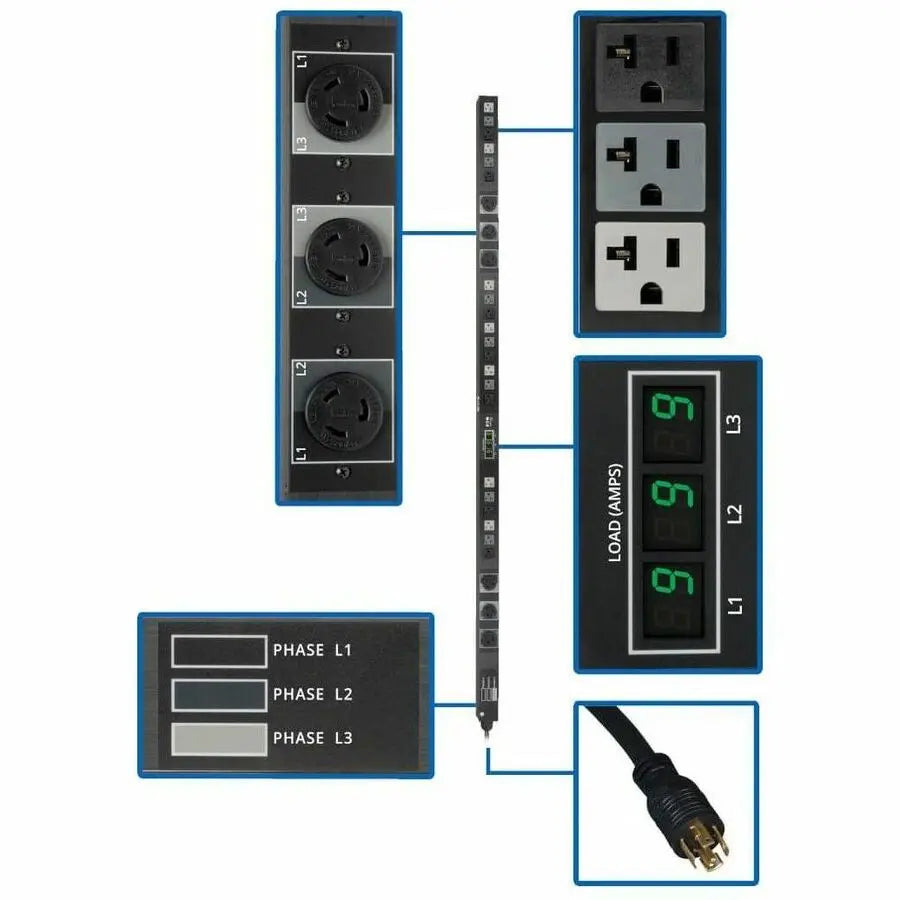 Eaton Tripp Lite Series 3-Phase Metered PDU with Local Current Monitoring, 208/120V Outlets by Eaton Corporation