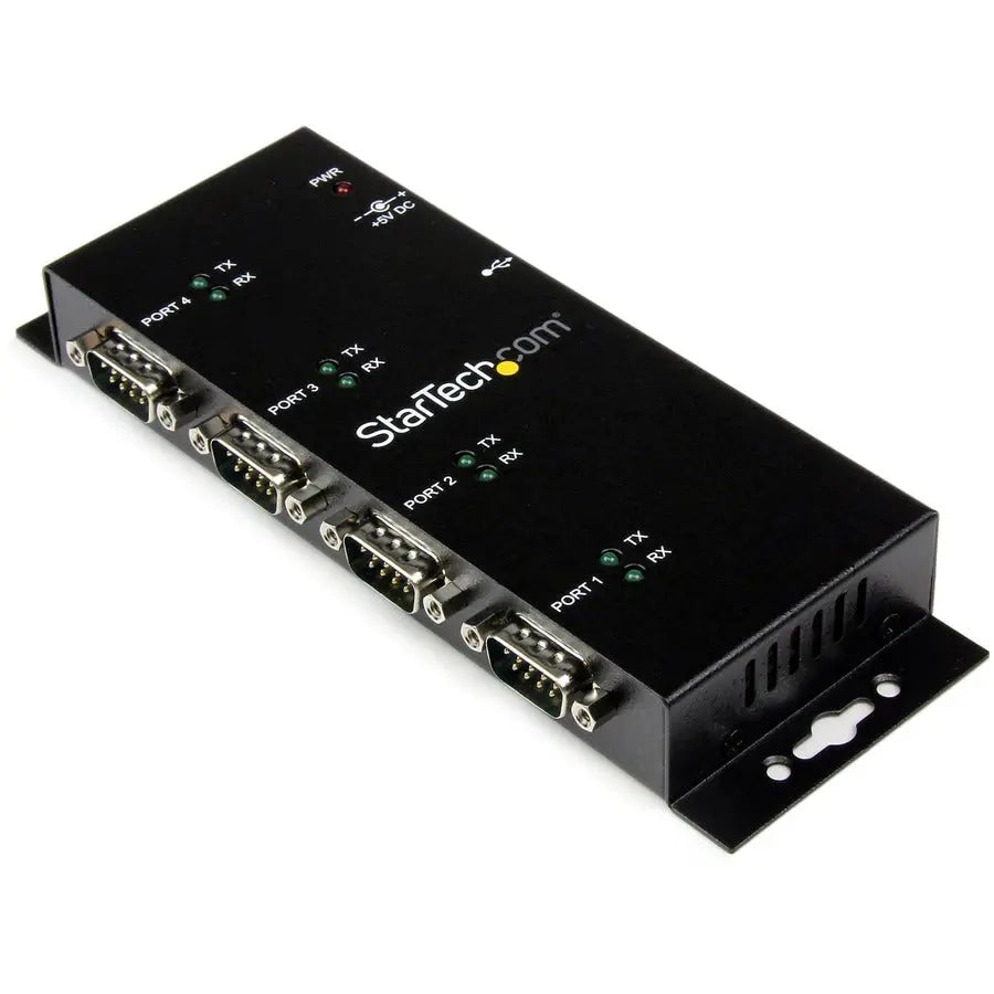 StarTech.com ICUSB2324I 4-Port Industrial USB to Serial Hub with DIN Rail Clips and COM Port Retention